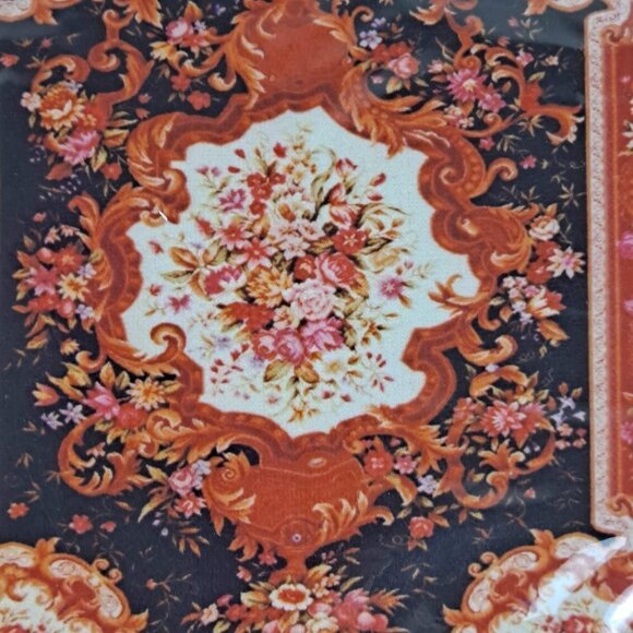 Arabic Rug Mouse Pad with Set of 4 Matching Coasters Navy Orange White NWT - Picture 3 of 10